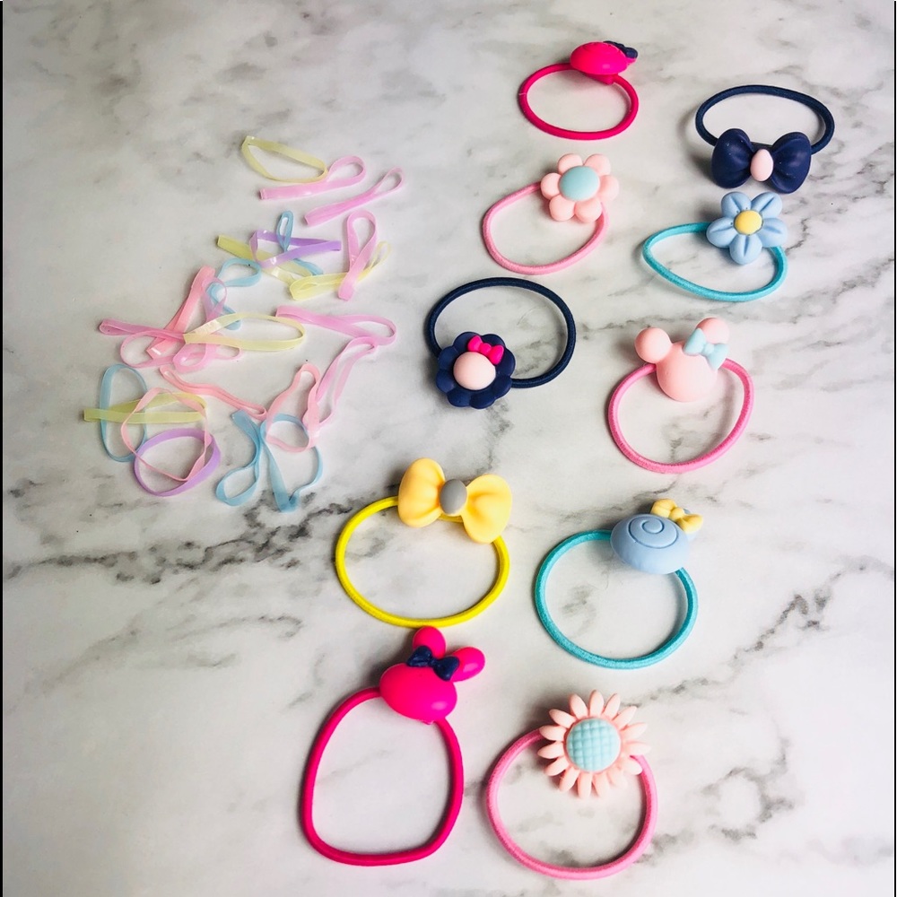 New! 10 Hair Ties & 24 Colorful Elastic Polybands.
